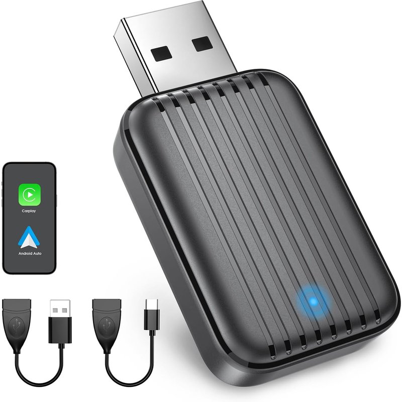 Adaptateur Sans Fil Carplay-Connexion Sans Fil Pour Iphone & Android,Usb C/A Plug & Play,Compatible Avec Ios 10+ Et Voitures Avec Wired Carplay/Android Auto,Mini & Stable