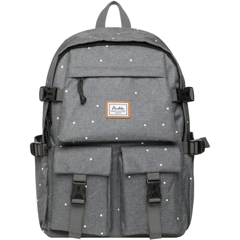 Vintage sac en cuir multifonction sac à dos sac d'école voyage randonnée sac à dos avec compartiment pour ordinateur portable pour ordinateur portable 14 "",18,7L Point Gris(KS22)