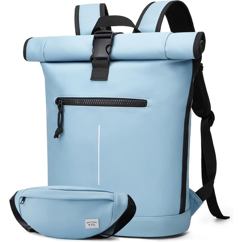 Rolltop Lot de 2 sacs à dos étanches pour homme et femme,avec compartiment pour ordinateur portable de 17 "",grand sac à dos élégant,sac à dos pour cyclisme,voyage,sac pour l'école,