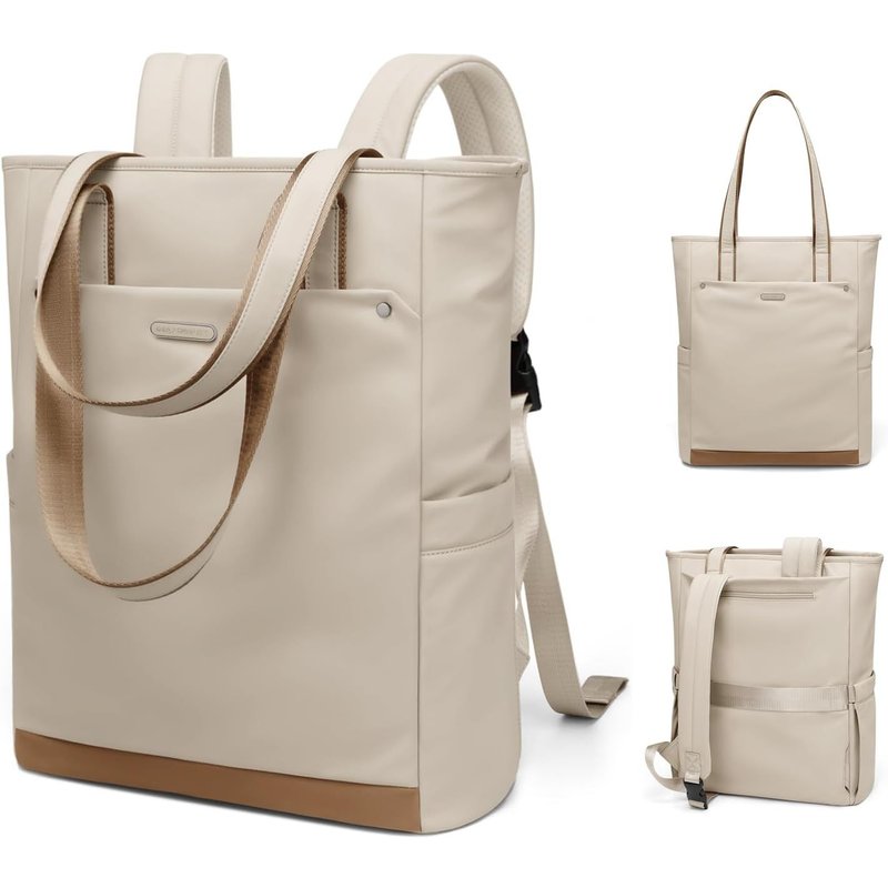 Sac à Dos Ordinateur Portable Femme 16 Pouces,Elegant Antivol 2 en 1 Sac à Main à Bandoulière Sac a Dos PC Portable pour College Loisir Voyage Affaire Travail,Abricot