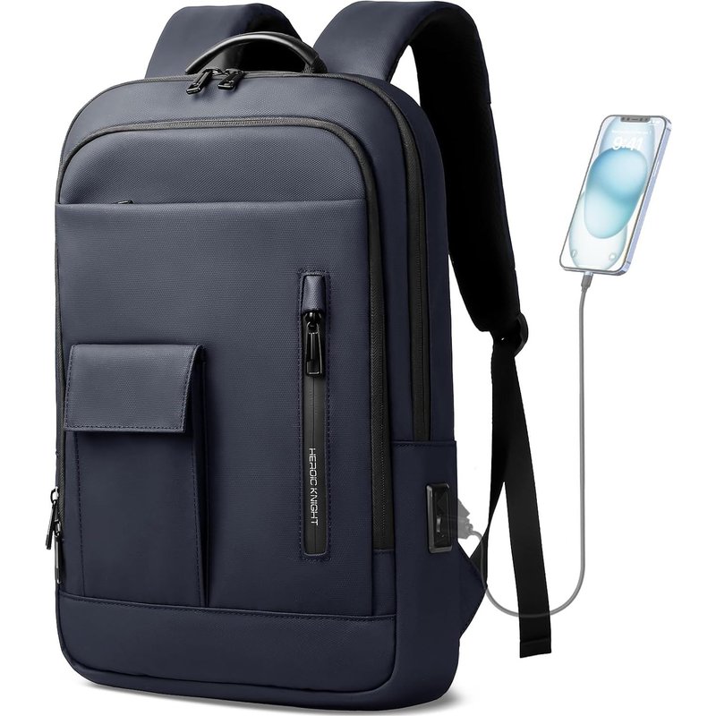 Sac à Dos Ordinateur Portable 15,6"" et Tablette 12,9"" avec Port de Charge USB pour Hommes,Léger,Fin et Imperméable adapté au Travail,Business,Université,Loisirs,Voyage (Bleu)