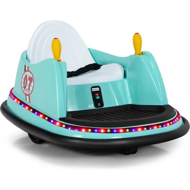 Costway Auto Tamponneuse Électrique 360° 6v/4.5ah Pour Enfants 2-5 Ans, Télécommande 2,4 G,2 Moteurs Effet Sonore Et Lumineux Vert