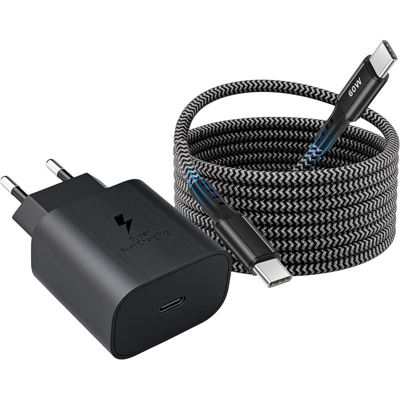 JGD-Chargeur pour Samsung Charge Rapide, 25W USB C Chargeur Ultra Rapide et 2M Nylon Cable Type C pour Samsung Galaxy A72 A55 A54 A53 A40 A34 A33 A25 A15 A14 A13, S25 S24 S23 S22 S21 S20 FE/Plus/Ultr