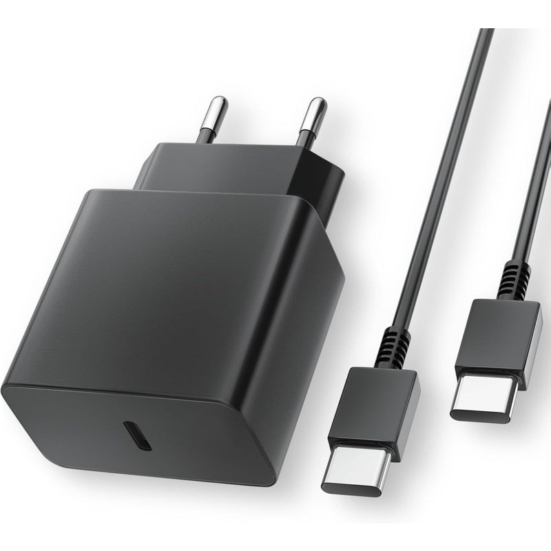 JGD-45W Chargeur USB CUSB-C Prise Secteur Rapide avec 2m Câble USB C vers USB C pour Samsung Galaxy S24/S23/S22/S21 Ultra/S20/S20+/Note 20/10/9/8/A73/A53/A52/S10/S9