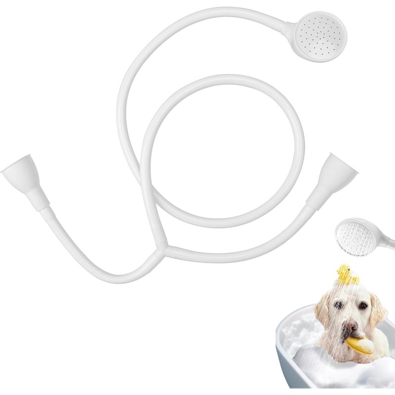 Jgd-Double Tuyau De Douche Pour Robinets De Bain, Fixation De Douche À Pression Pour Robinets De Bain, Débit D'eau Puissant, Spray De Shampooing Pour Robinet Rond Et Ovale, Pour Coiffeur, Animal De