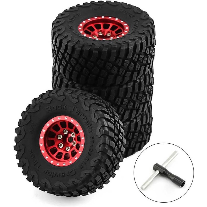 4 Pneus En Alliage D'aluminium Pour Voiture D'escalade De 1,0 Pouce Pour Modèles 1/18 Trx4m Scx24 Fms Fcx18 Fcx24 Furitek Fx118 Tout-Terrain-Générique
