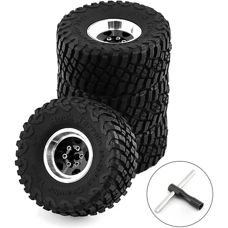 4 Pneus En Alliage D'aluminium Pour Voiture D'escalade De 1,0 Pouce Pour Modèles 1/18 Trx4m Scx24 Fms Fcx18 Fcx24 Furitek Fx118 Tout-Terrain-Générique