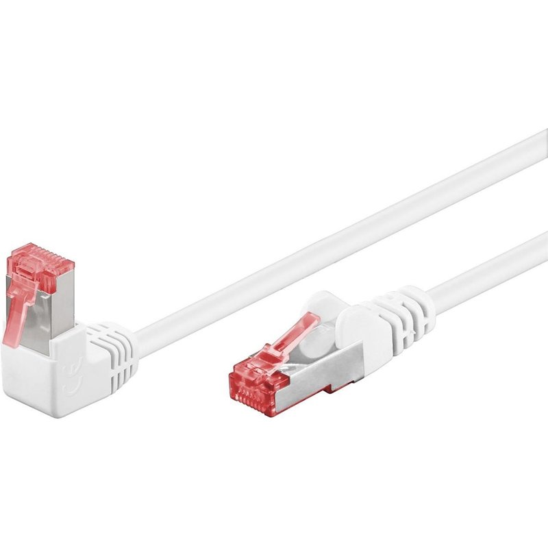 Goobay CAT 6 Câble Patch 1x 90° Coudé, S/FTP (PiMF), blanc, 1 m (CU) (LSZH)