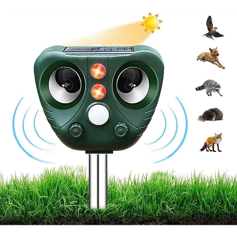 Répulsif pour chats d'extérieur, répulsif à ultrasons pour chats, répulsif pour chiens, rechargeable par énergie solaire et USB. Protège des chiens, chats et oiseaux. Idéal pour les jardins, les champs et les pépinières.