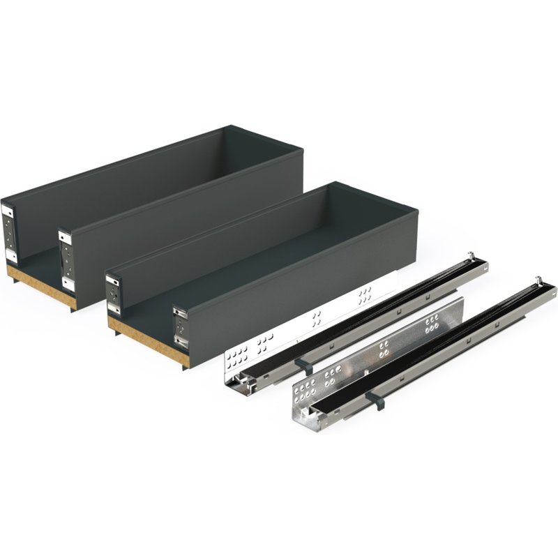 Porte-bouteilles latéral extractible Titane Simplex avec fermeture amortie - module 200mm - Gris anthracite