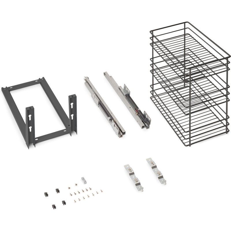 Chariot coulissant Titane avec fixation inférieure à fermeture amortie - module 300mm - acier - Gris antracite