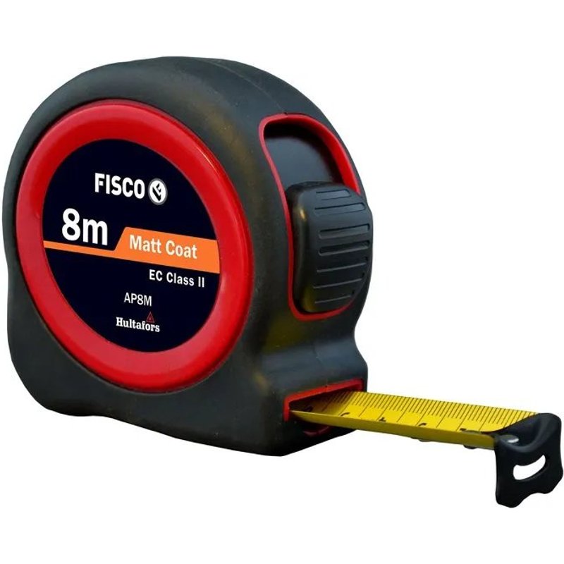 Mètre ruban - FISCO - 8 m x 25 mm - Noir - Précision - Compact - ABS