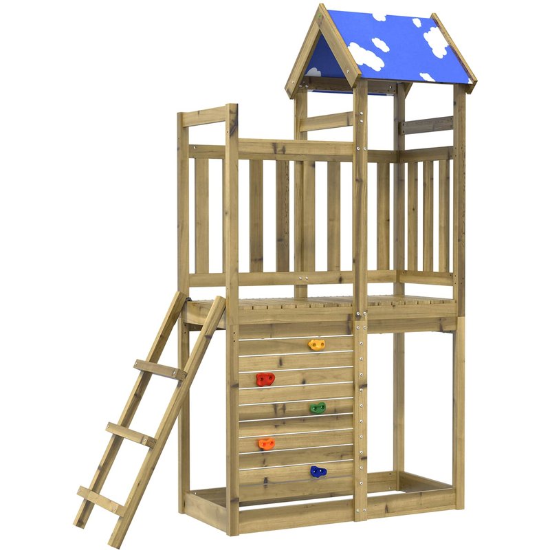 Vidaxl Tour De Jeu Marron 110,5 X 52,5 X 215cm Bois Solide Imprégné