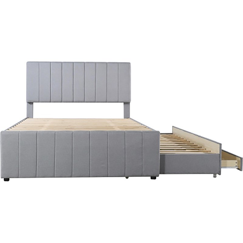 Lit lit rembourré 140x200 cm avec lit gigogne et tiroirs de rangement lit double lit d'appoint gris