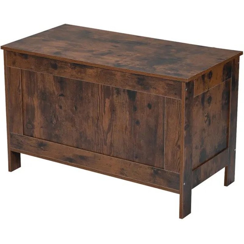 Banc De Rangement Pour Enfants-Duoku-754 X 389 X 480 Mm, Coffre À Jouets En Bois Avec Charnières Sécurisées, Marron