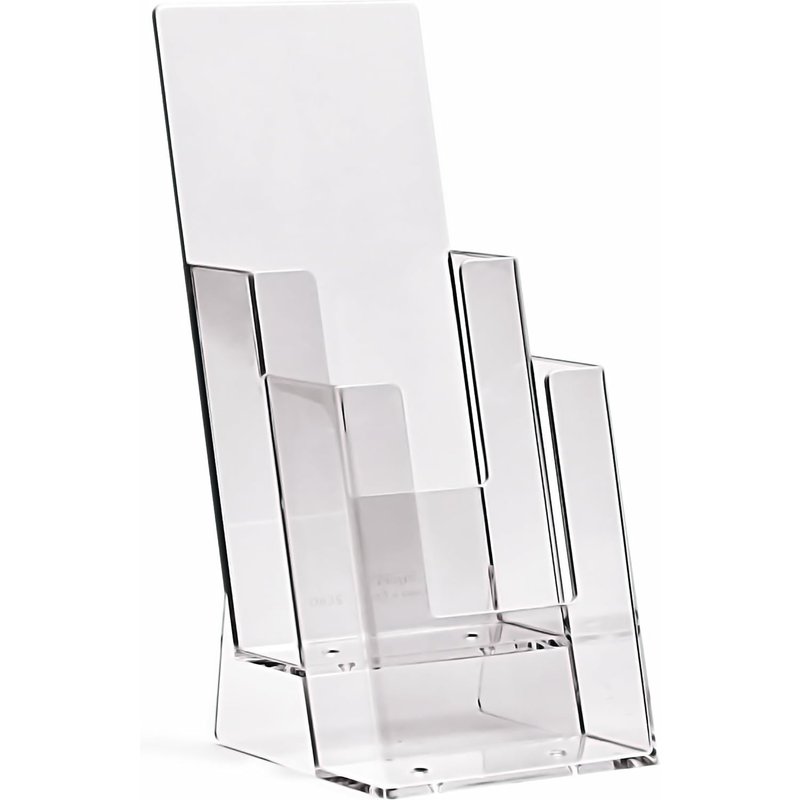 Porte-brochures Taymar, porte-dépliants à 2 compartiments, DIN L (DL), l'un derrière l'autre, présentoir de table transparent