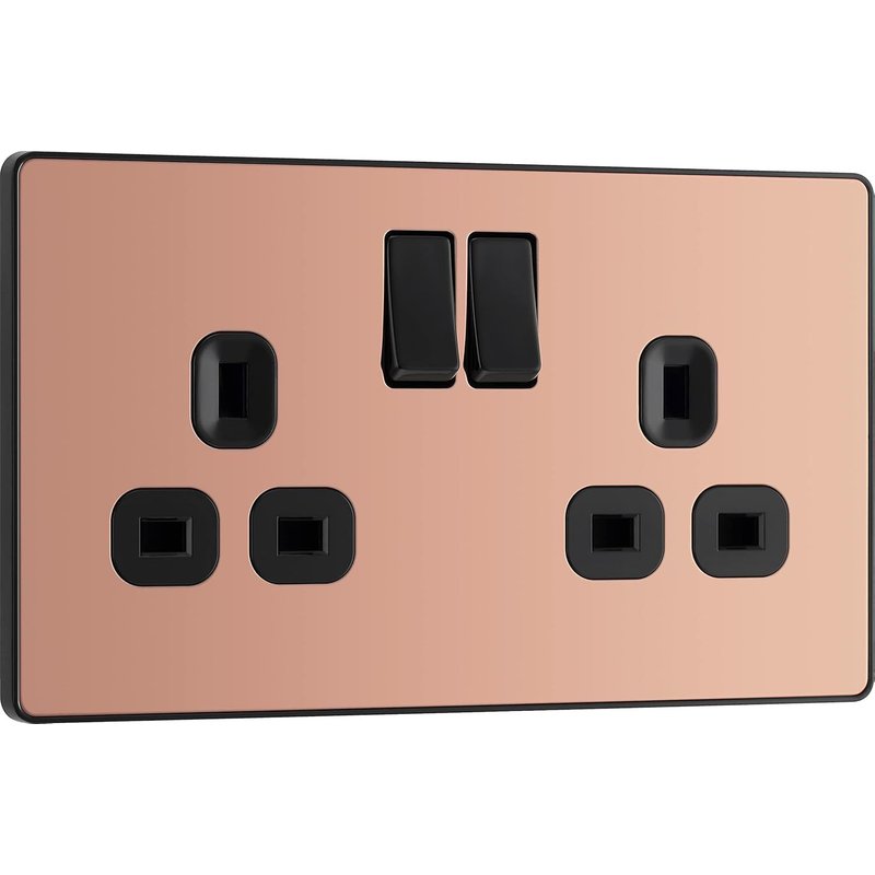 Bg Electrical Pcdcp22B Prise Murale À Double Interrupteur En Cuivre Poli 13 A