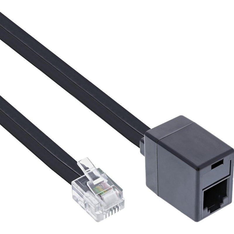 Câble D'Extension Téléphonique Rj11, Rallonge Câble Téléphonique, Câble Modulaire 6P4C, Câble Western Rj11, Câble D'Extension Téléphonique, Modem, Routeur Dsl Vdsl Rnis Internet, 6P4C, Noir,