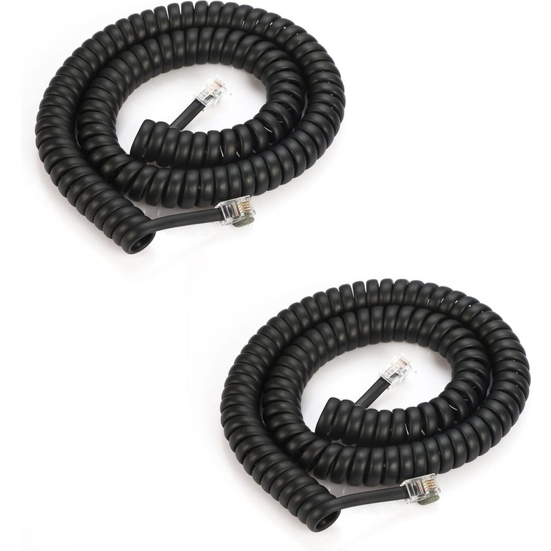 Lot De 2 Câbles Enroulés Pour Combiné Téléphonique, Longueur De 48,7 Cm À 700 Cm, Câble De Combiné De Téléphone Fixe Rj9/Rj10/Rj22 4P4C (Noir, 2 Pièces)