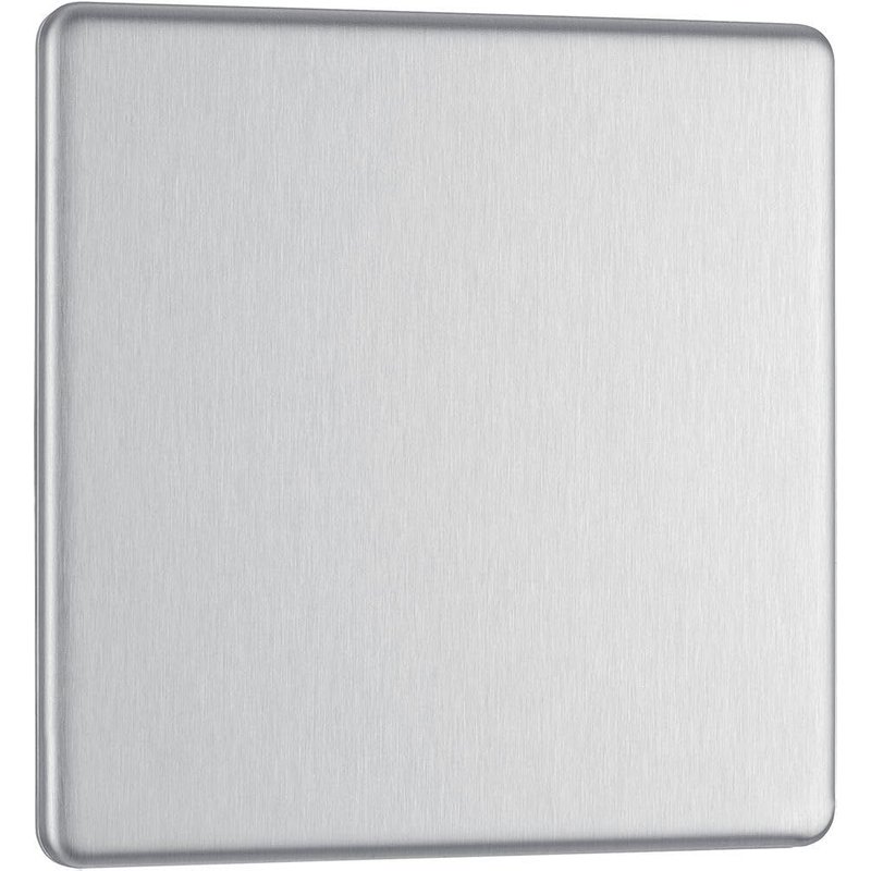 Bg Electrical Single Blank Screwless Blank Plate, Brushed Steel