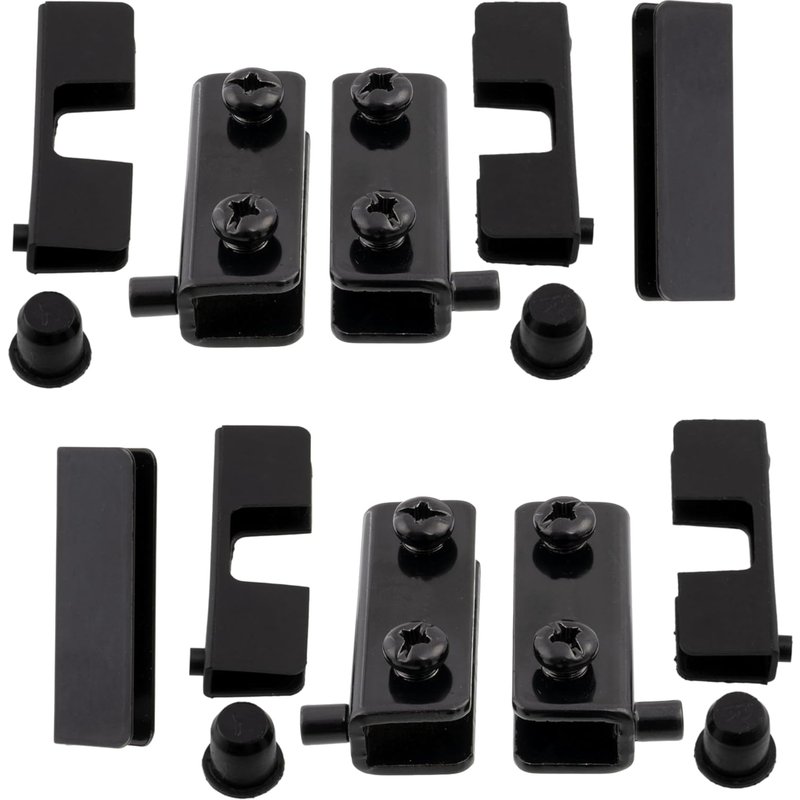 Lot de 2 paires de charnières pivotantes pour porte en verre glace vitre - vitrine - finition noir