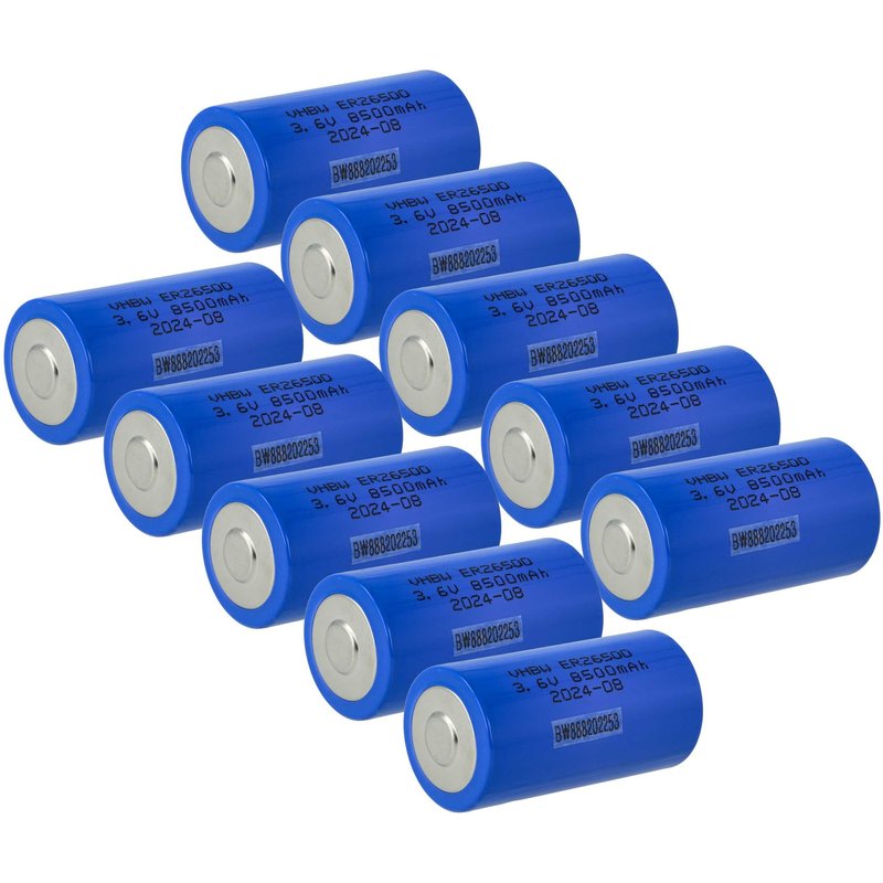 vhbw 10x Piles au lithium ER26500 (Size C) - Piles primaires (8500mAh, 3,6V, Li-SOCl2)