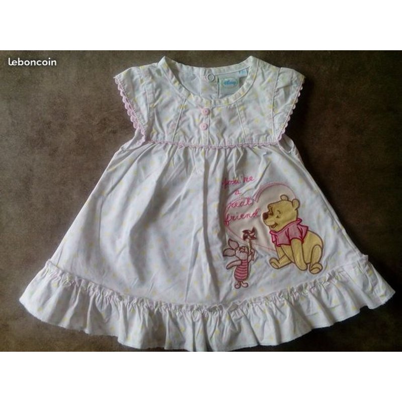 Robe Toile Coton - Disney, Winnie - T 1-3 Mois