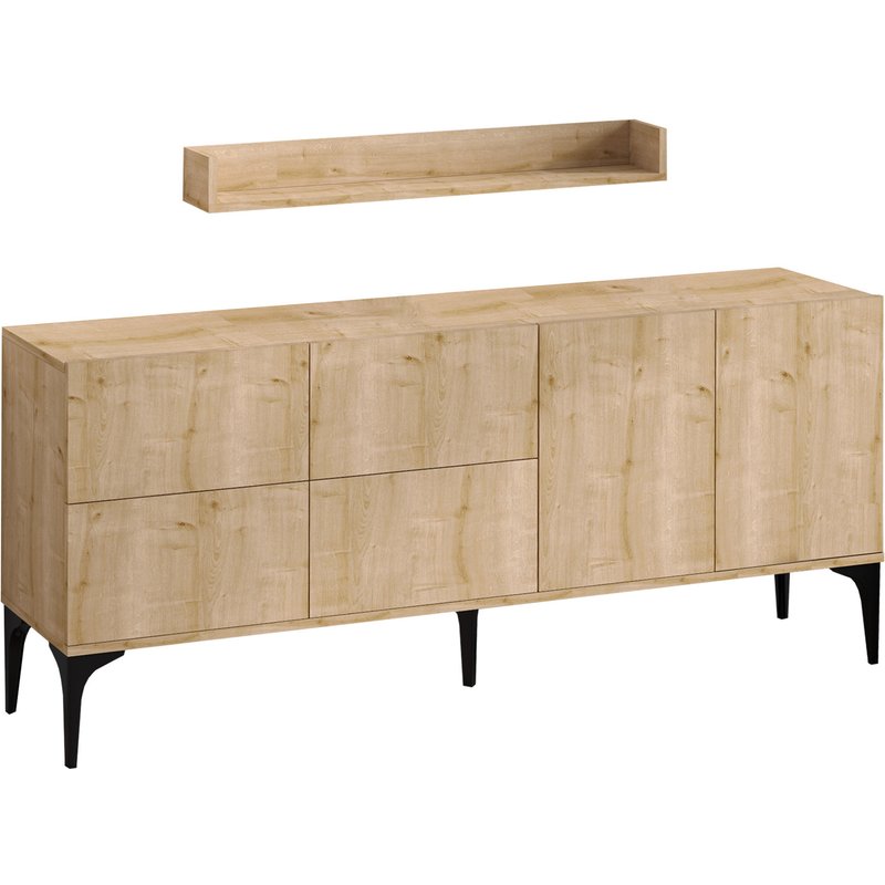 Buffet en bois "Stella" - 180 x 40 x 55 cm - Chêne Saphir