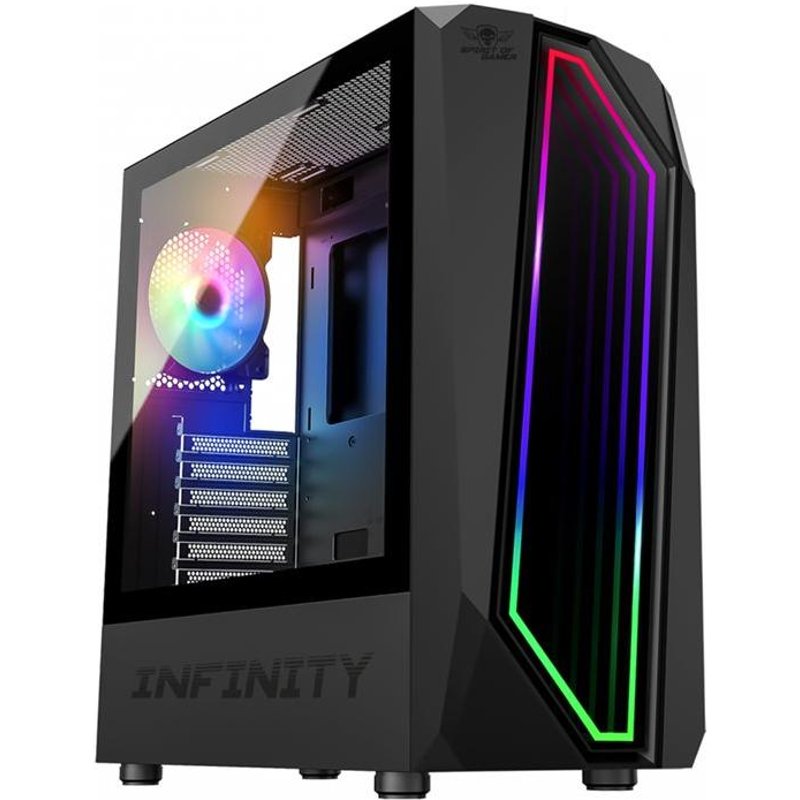 Suza Spirit of Gamer INFINITY - Medium tower - ATX - panneau latĂ©ral fenĂȘtrĂ© (acrylique) - pas d'alimentation (ATX / EPS) - foncĂ© - USB/Audio/Mic