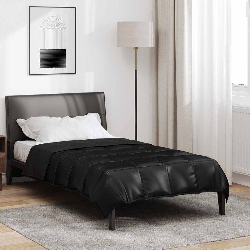 vidaXL Duvet d'été simple Noir 220 x 135 cm Satin et Microfibre