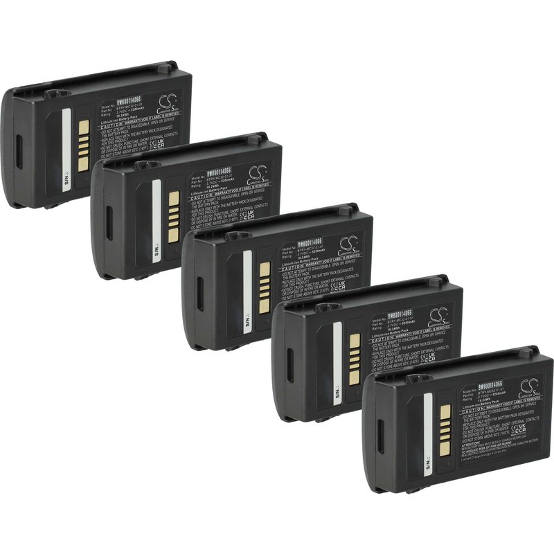 vhbw 5x Batterie remplacement pour Motorola BTRY-MC32-01-01 pour scanner de code-barre POS (5200mAh, 3,7V, Li-ion)