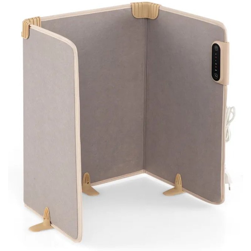 COSTWAY Chauffe-Pieds Sous le Bureau Pliable en 3 Volets avec Thermostat Minuterie, Protection Contre la Surchauffe Beige