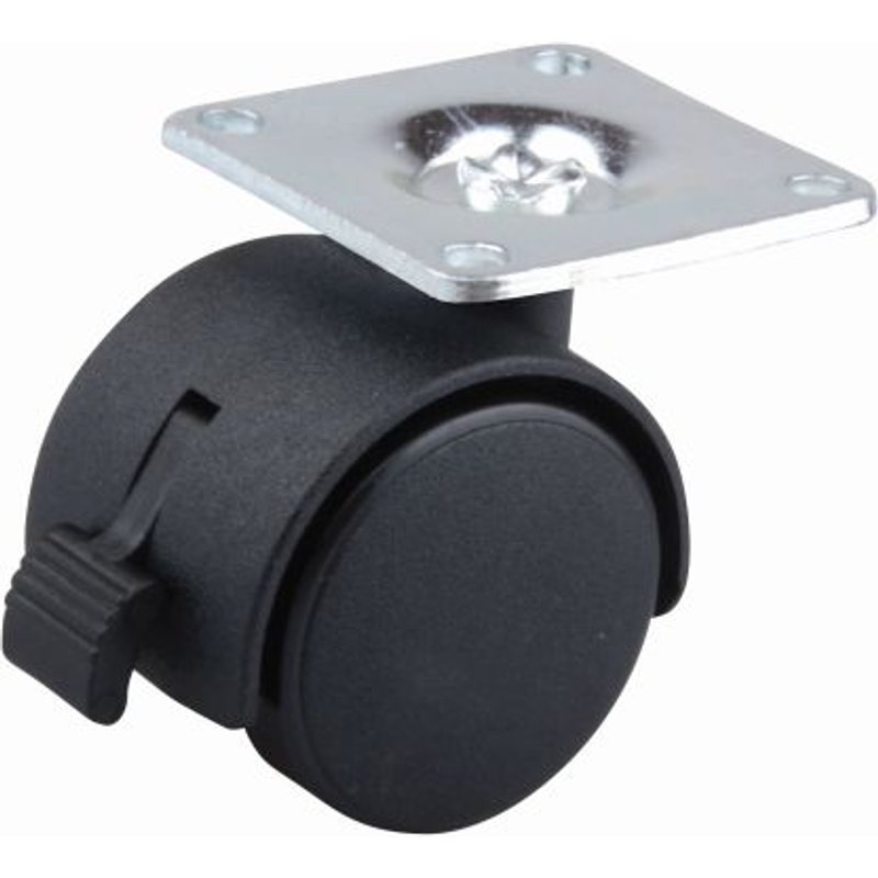 Roulette de meuble 40mm plaquette frein noir