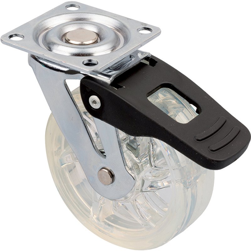 Roulette de meuble TOP O75mm transparent avec frein