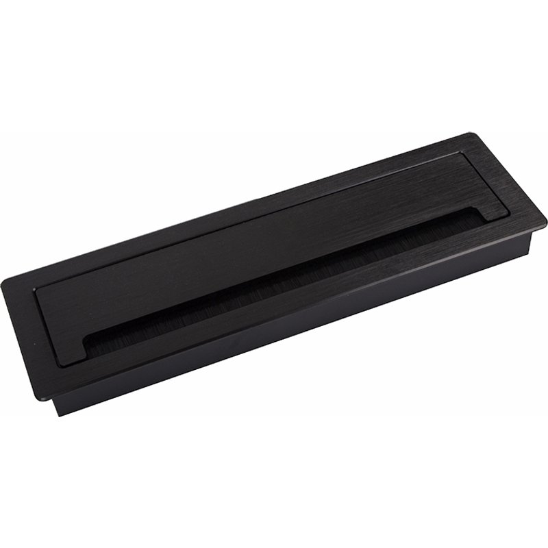 Passe-câble avec amorti ALU 300x90x28mm noir mat brossé