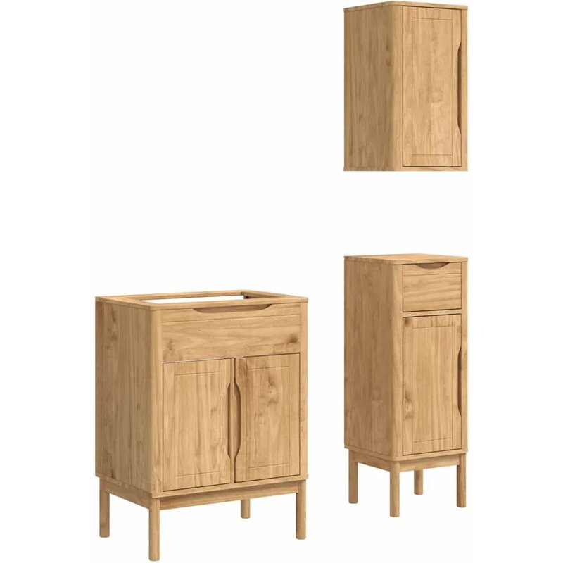 vidaXL Ensemble de mobilier de salle de bain 3 pcs Cire marron