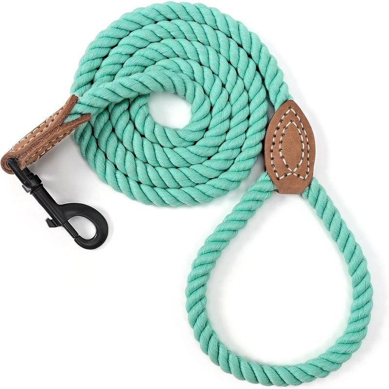 Laisse Pour Chien Laisse Pour Chien En Corde De Coton Tressée Avec Pointe En Cuir Laisse Pour Chien De 1,2 M Avec Fermoir En Métal Robuste Laisse De Mariage Pour Chien (Vert, 122