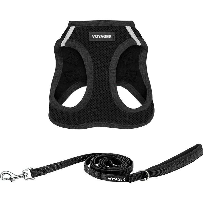 Voyager Step-In Air U2013 Harnais En Maille Toutes Saisons Et Laisse Réfléchissante De 1,5 M Avec Poignée En Néoprène, Pour Chiots De Petite, Moyenne Et Grande Taille - Noir, Taille M