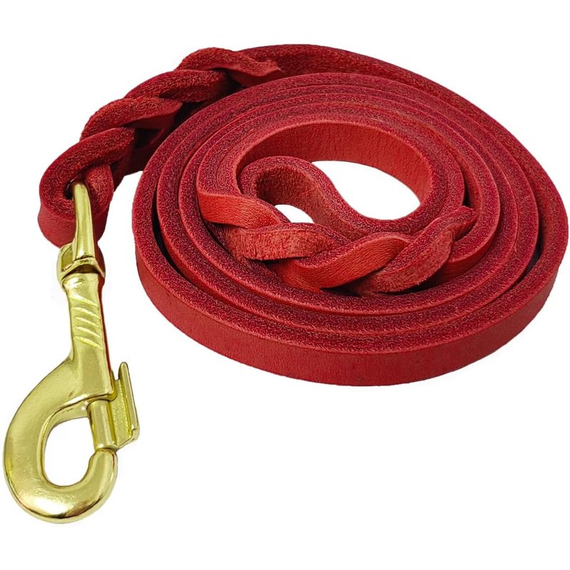 Laisse En Cuir Pour Chien ¿ 1,2 M X 1,2 Cm, Tressée, Laisse De Dressage Confortable Pour Chiens De Petite Et Moyenne Taille ¿ Rouge