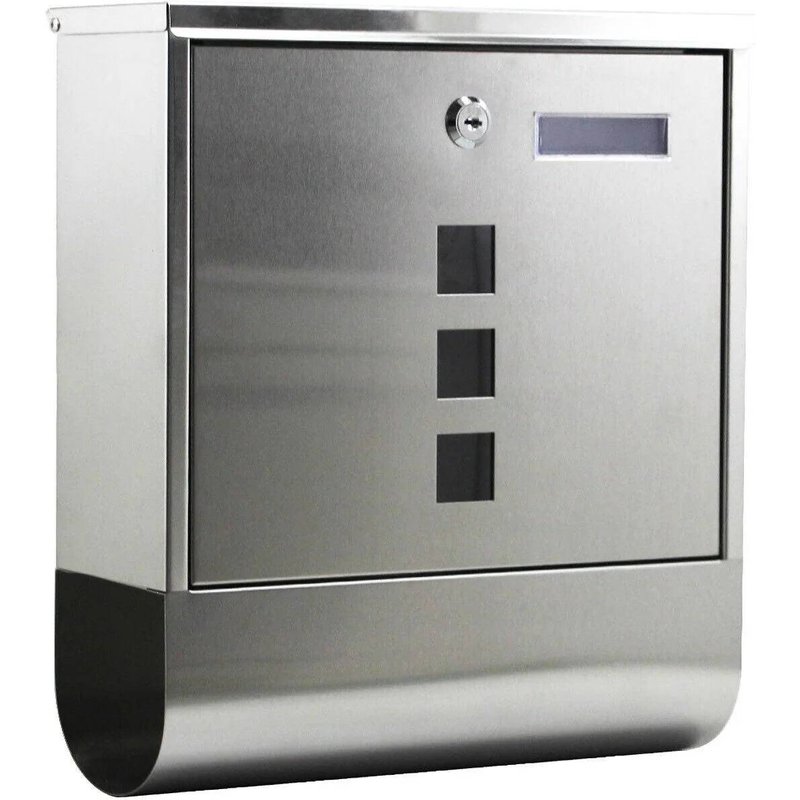 Boite Aux Lettres Design Avec Porte-Journaux Pour Montage Au Mur 30,5 X 9,6 X 33,5 Cm Acier Inoxydable Helloshop26 16_0000052