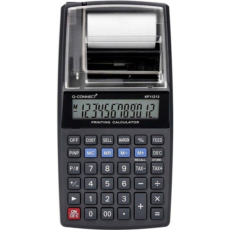 Q-connect Calculatrice Imprimante Ecran 12 chiffres 192x98x44mm coloris noir