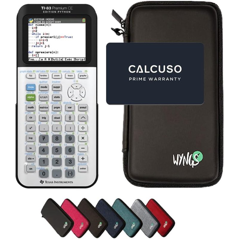 NouvelHorizonstore-CALCUSO Pack ¿¿conomique: TI 83 Premium CE Python Edition Calculatrice Graphique + ¿¿tui de Protection WYNGS Noir + Garantie ¿¿tendue de CALCUSO