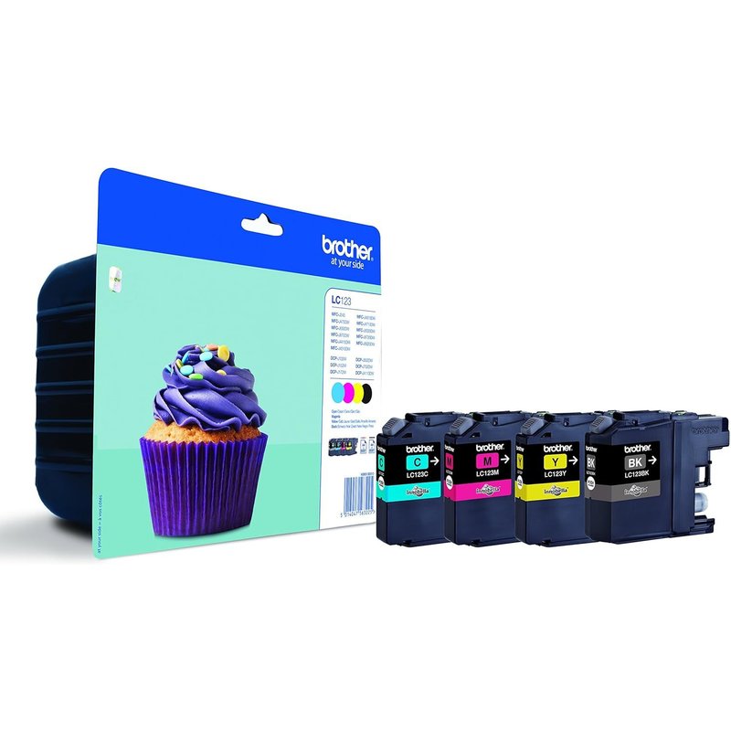 NouvelHorizonstore-BROTHER - Multipack LC123 4 Cartouches jet d'encre LC123C, LC123M, LC123Y, LC123BK, NOIR