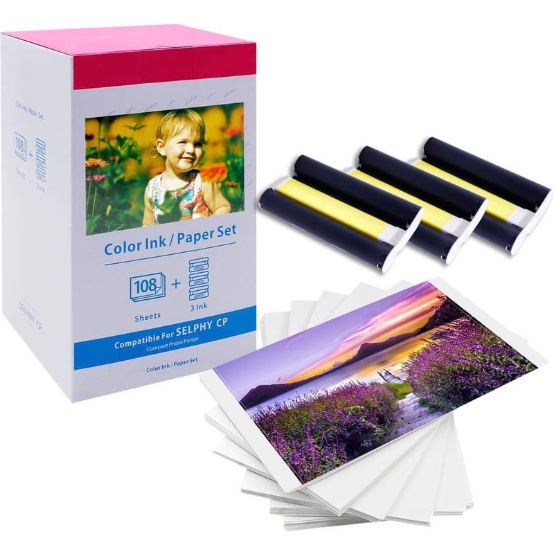 NouvelHorizonstore-Rechange pour Canon Selphy CP1500 Papier Photo KP-108IN 3115B001(AA) Cartouche et Papier, Compatible avec Selphy CP CP1500 CP1300 CP1200 CP910, 3 Cartouche d'encre 108 Papiers (100