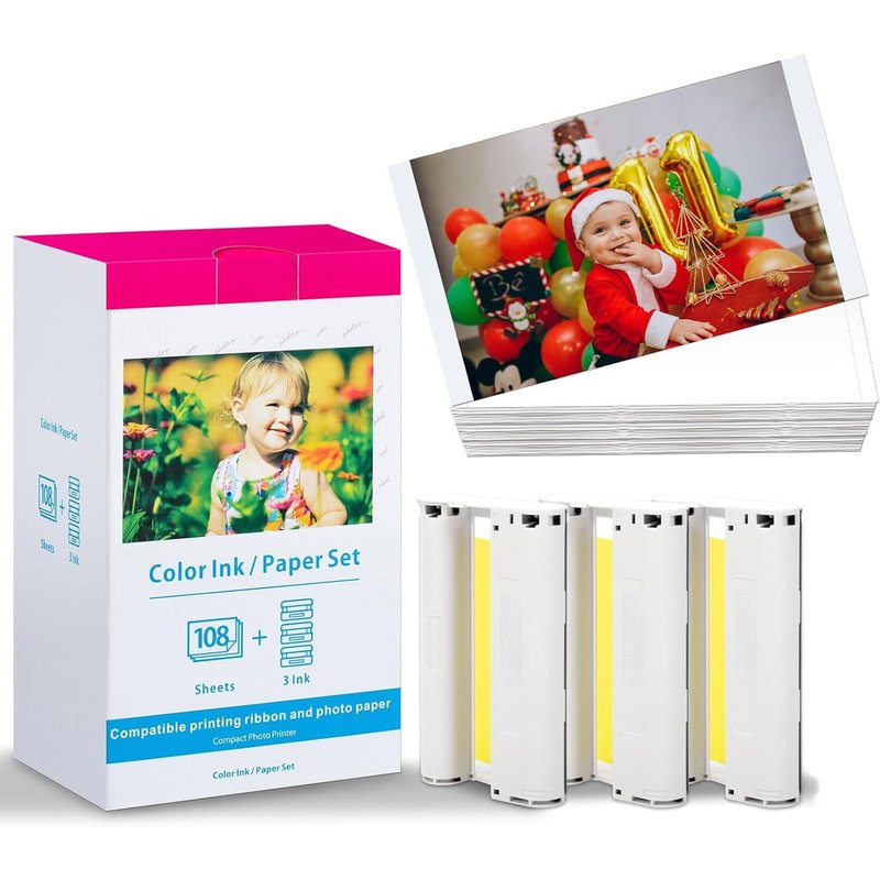 NouvelHorizonstore-Papier Photo Recharge pour Canon Selphy CP1300, KP-108IN 3115B001 (AA), Compatible avec Cartouche Canon Selphy CP1500, CP1200 CP1000 CP800 CP810 CP910, 3 Cartouche d'encre 108 Papi