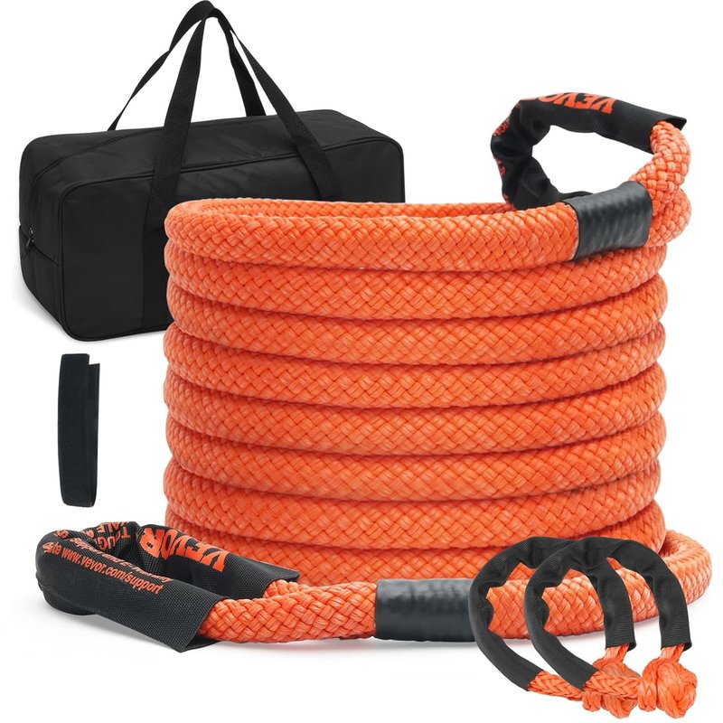 NouvelHorizonstore-Corde de remorquage de récupération cinétique, 22,225 mm x 9,1 m, Sangle d'arrachage Robuste avec 2 manilles Souples, 13871 kg, énergie résistante à 30% d'élasticité pour Jeep Voit