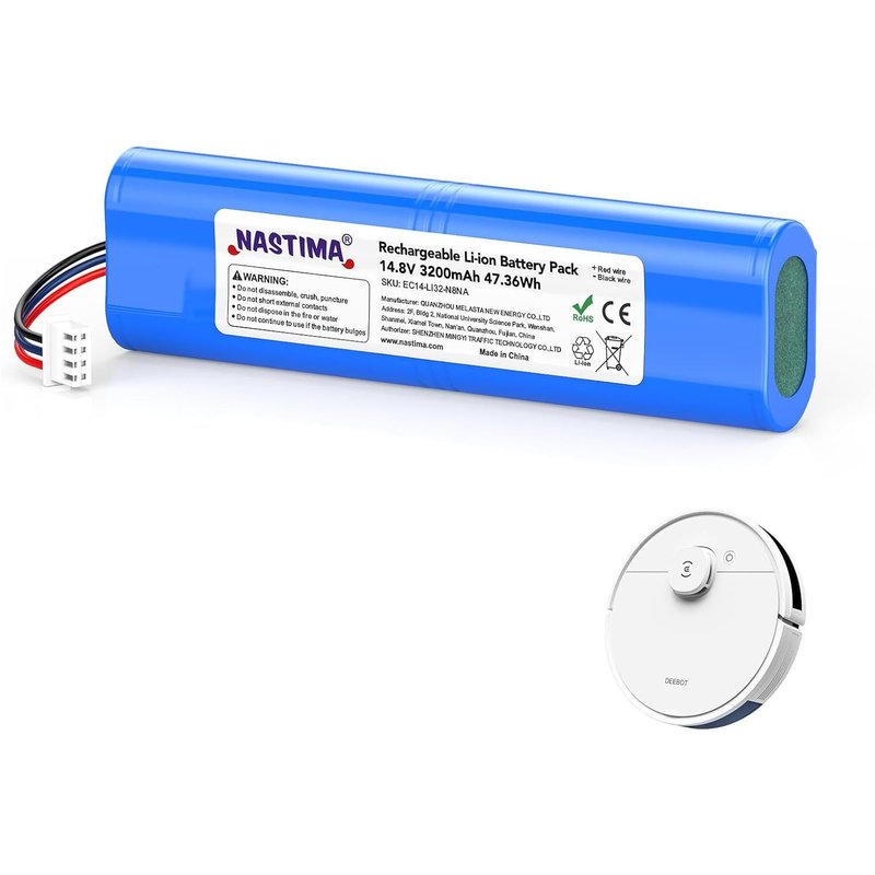 NouvelHorizonstore-14,8V 3200mAh 47,36Wh Li-ION Battery Compatible avec Ecovacs Deebot N8, Deebot N8 Pro, Deebot N8+, Deebot N5, Deebot T5 Neo, Ozmo 900, Ozmo 920, Ozmo 930 Batterie de Remplacement a