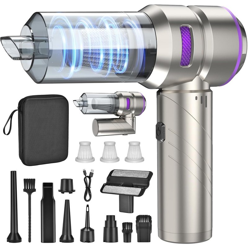 NouvelHorizonstore-Aspirateur sans fil, 4 en 1, aspirateur de voiture, portable, 18000Pa,Mini aspirateur puissant avec moteur brushless,3 vitesses, mini aspirateur puissant pour voiture, maison, bure