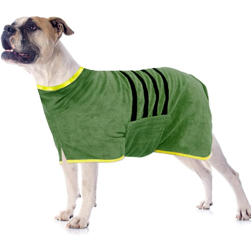 Jgd-Peignoir De Bain Pour Chien, Peignoir Pour Chien En Microfibre, Extra Absorbant Et À Séchage Rapide, Peignoir De Bain Pour Chien Avec Fermeture Velcro Et Bande Rétractable Réglable Pour Grands