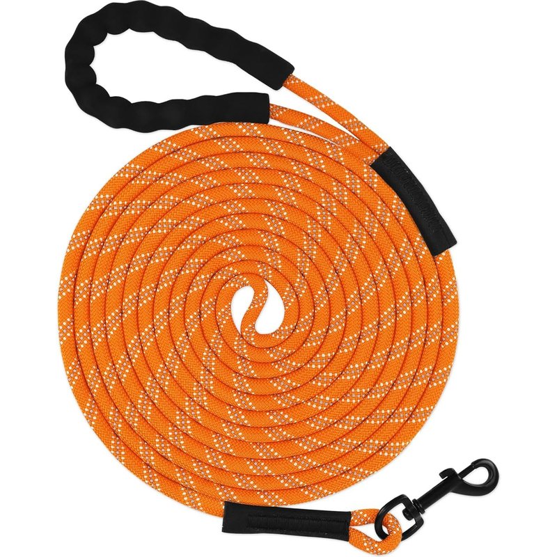 Jgd-Taglory Longe Pour Chien 15m, Long Laisse Corde Avec Poignée Rembourrée Pour Chiens De Petites À Grandes Taille, Orange
